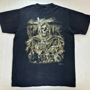 Vintage Rock Chang Black Skeleton Shirt Size Large Great Condition No Holes